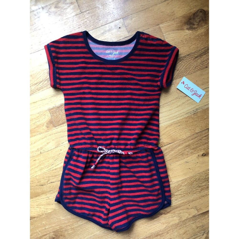Cat & Jack Size Xs 4/5 Striped Romper